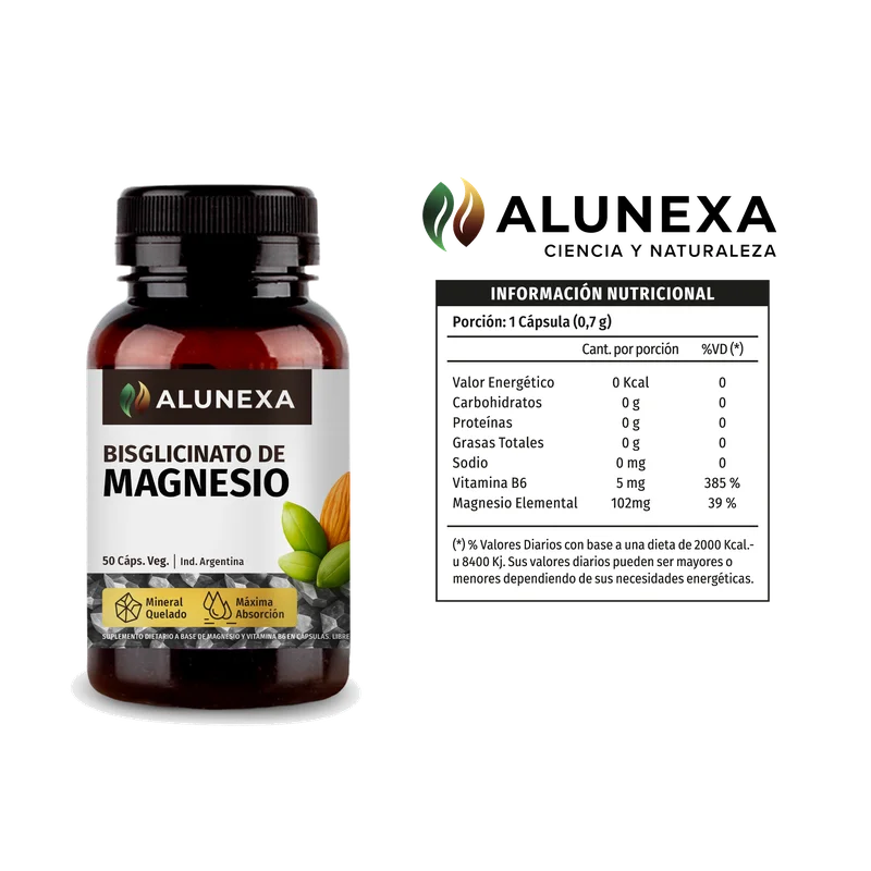 Tabla nutricional Bisglicinato de Magnesio Alunexa