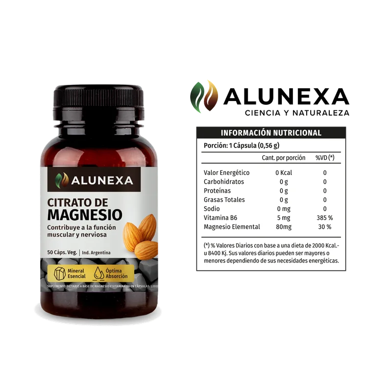 Tabla nutricional Citrato de Magnesio Alunexa