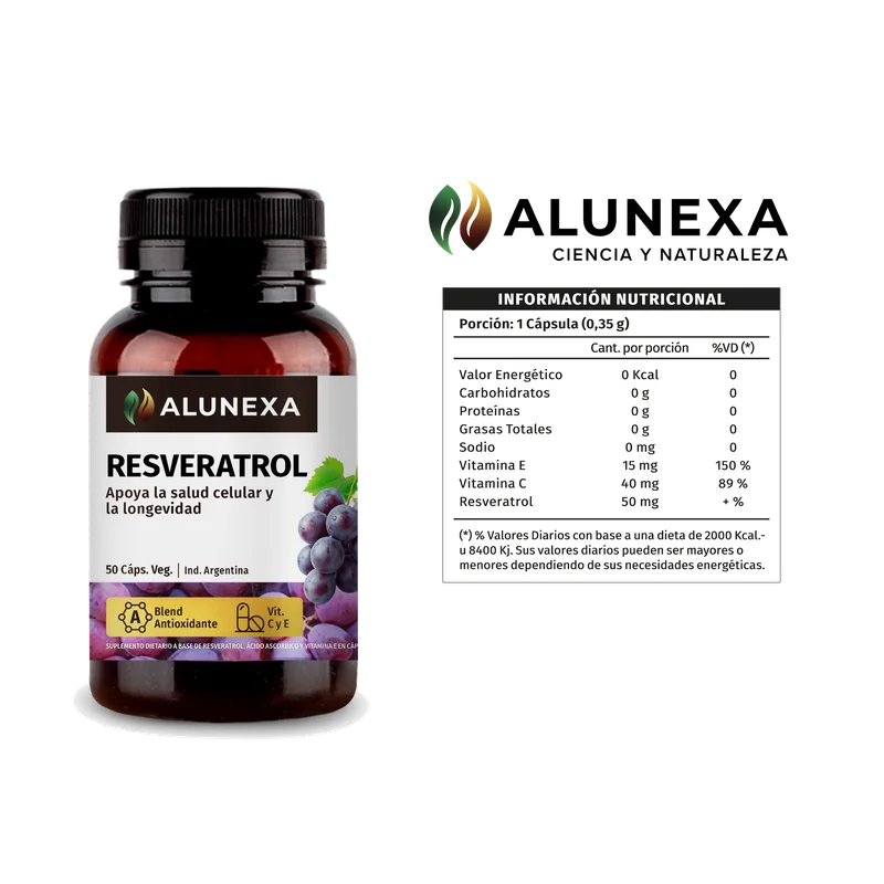Tabla nutricional Resveratrol Alunexa