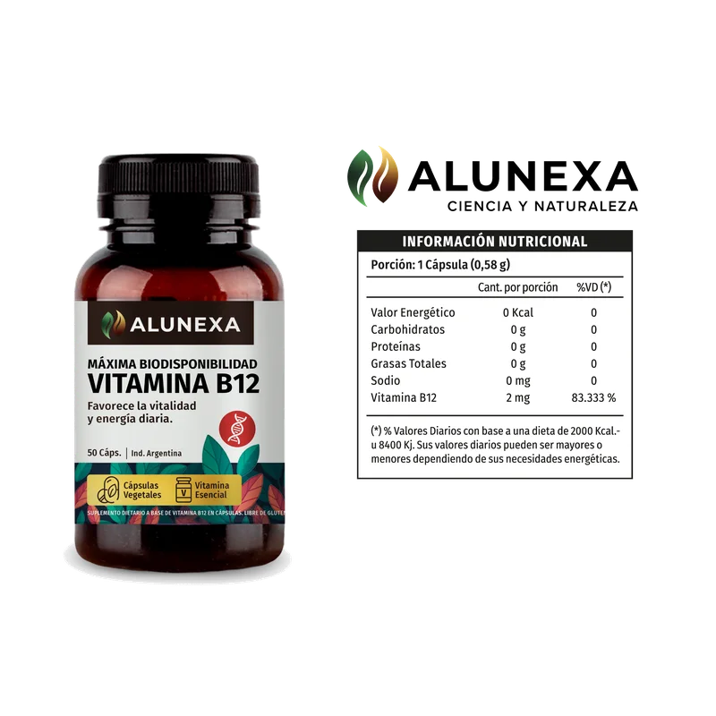 Tabla nutricional Vitamina B12 Alunexa
